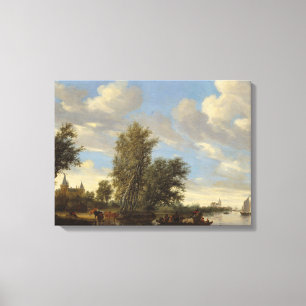 Lienzo Paisaje del río con el transbordador, 1649 (aceit