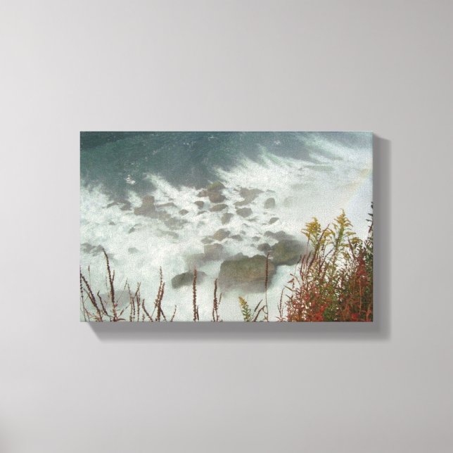 Lienzo Paisaje del valle azul del agua verde del río (Anverso)