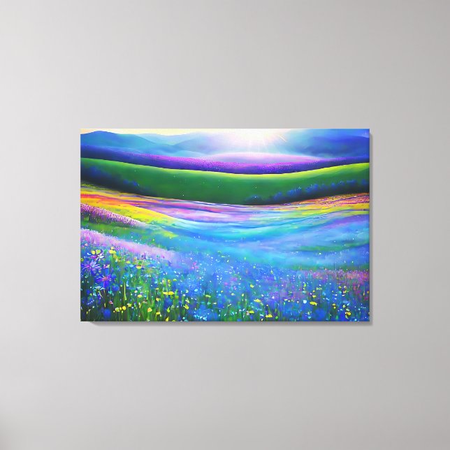 Lienzo Paisaje del Valle de la Montaña Floral Spring Mead (Anverso)