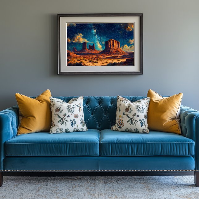 Lienzo Paisaje desierto con formación de arenisca en alza (Desert Artwork)
