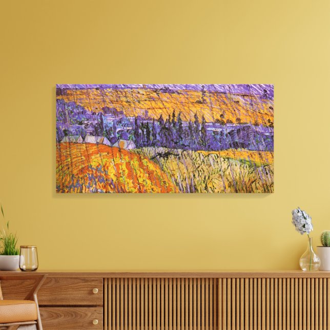Lienzo Paisaje en Auvers en Lluvia, por Vincent van Gogh (Insitu (Sala de estar))