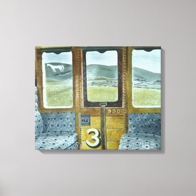 Lienzo Paisaje en tren (por Eric Ravilious) (Anverso)