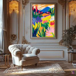 Lienzo Paisaje floral colorido al estilo de Fauvist