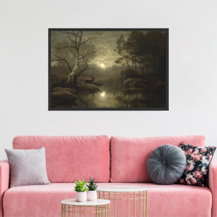 Lienzo Paisaje forestal a la luz de la luna