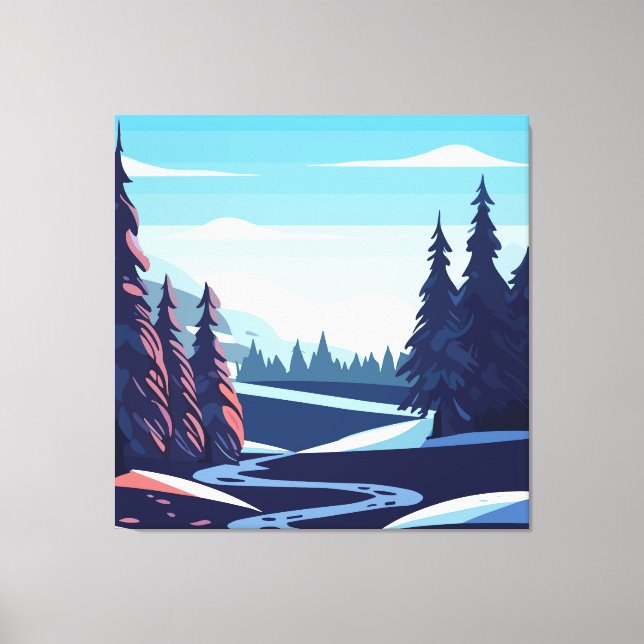 Lienzo Paisaje invernal (Anverso)