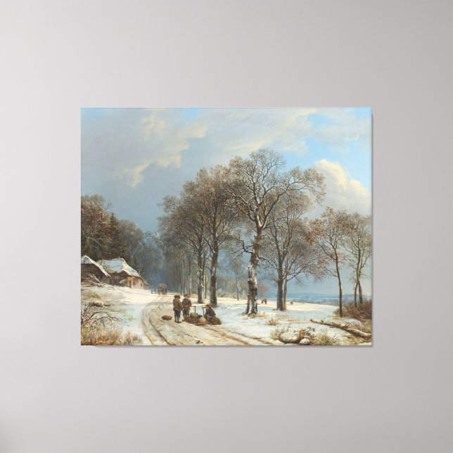 Lienzo Paisaje invernal, Barend Cornelis Koekkoek, 1835 (Anverso)