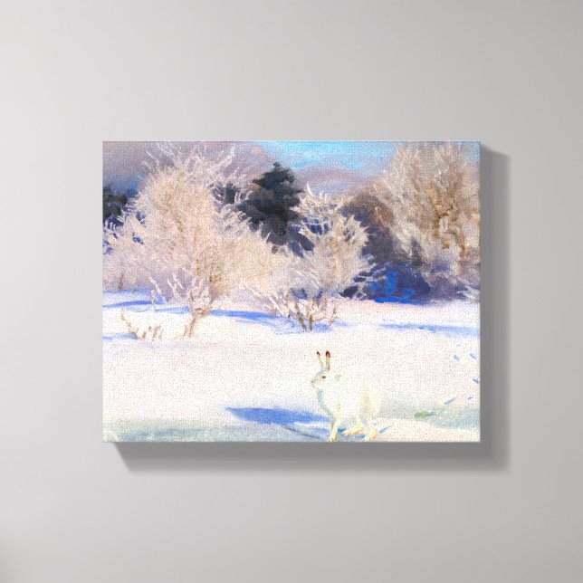 Lienzo Paisaje invernal con liebre blanca de B. Liljefors (Anverso)