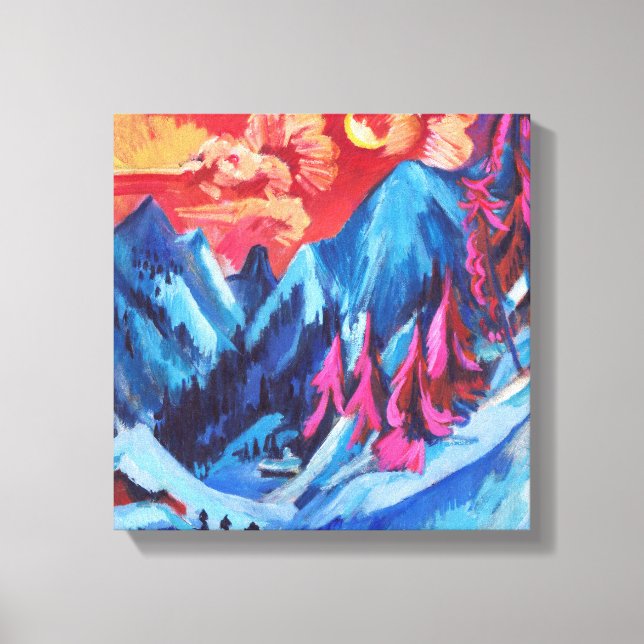 Lienzo Paisaje invernal de Ludwig Kirchner a la luz de la (Anverso)