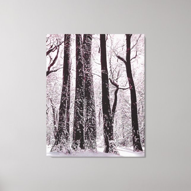 LIENZO PAISAJE INVERNAL NEVADO DE BOSQUES FORESTALES (Anverso)