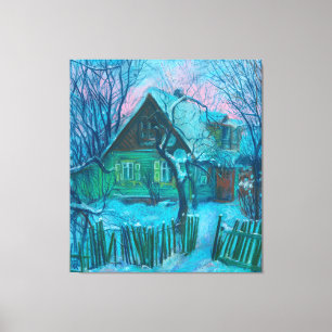 Lienzo Paisaje invernal Vieja Casa de Campo Pintada Paste
