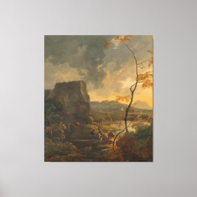 Lienzo Paisaje italiano con el antiguo tempietto, Adam (Anverso)