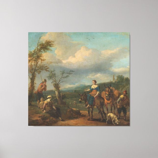 Lienzo Paisaje italiano con figuras, Johannes (Anverso)