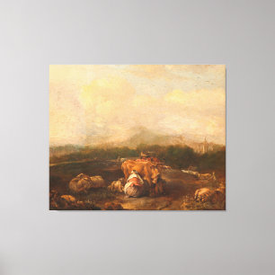 Lienzo Paisaje italiano con ganado vacuno, Nicolaes van H