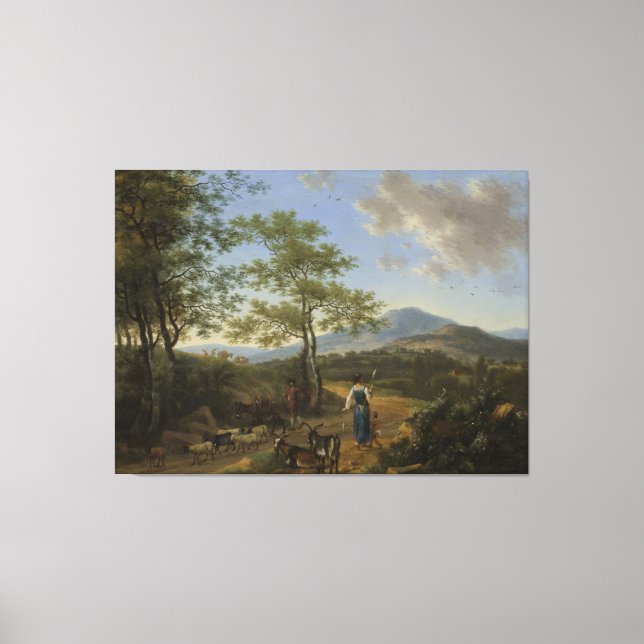 Lienzo Paisaje italiano con pastores, Willem de Heusch, (Anverso)