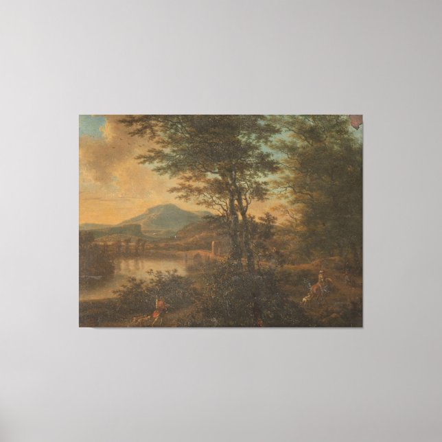 Lienzo Paisaje italiano en Sunset, Willem de Heusch, (Anverso)