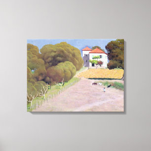 Lienzo Paisaje, la casa con el Roof rojo, 1924