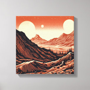 Lienzo Paisaje marciano SF Xilografía 4
