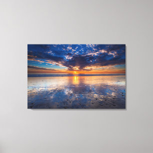 Lienzo Paisaje marino dramático, puesta de sol, CA