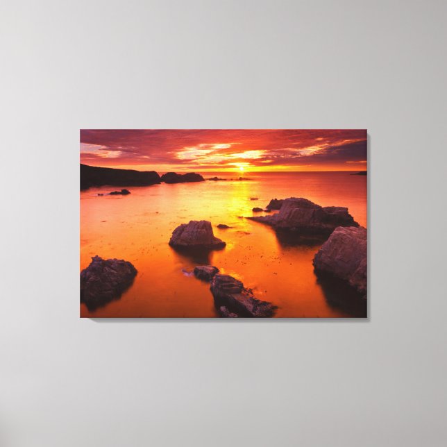 Lienzo Paisaje marino naranja, puesta de sol, California (Anverso)