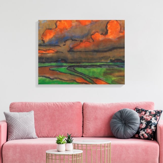 Lienzo Paisaje Marsh Bajo Nubes Rojas | Emil Nolde | (Insitu (Sala de estar))