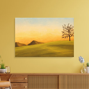 Lienzo Paisaje minimalista con árbol desnudo