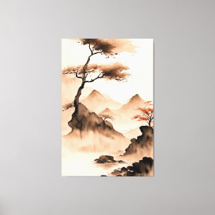 Lienzo Paisaje Minimalista costero japonés