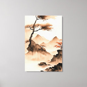 Lienzo Paisaje Minimalista costero japonés