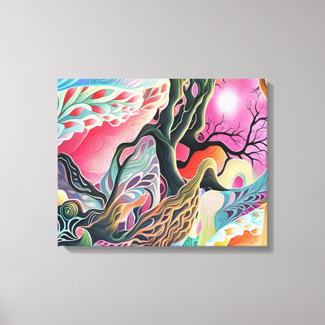 Lienzo Paisaje místico surrealista (Anverso)