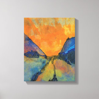 Lienzo Paisaje montañoso de Emil Nolde Valle con puesta d