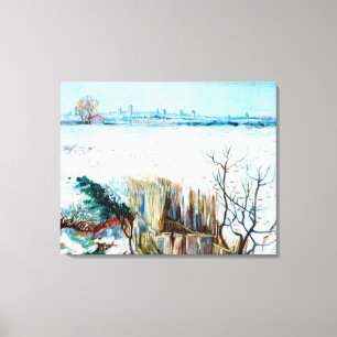 Lienzo Paisaje nevado con arles en el fondo