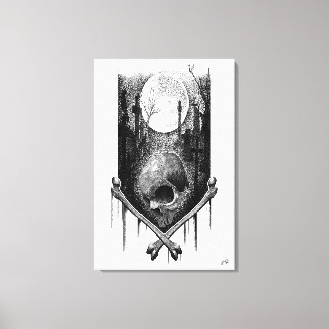 Lienzo Paisaje nocturno de Craneo (Anverso)