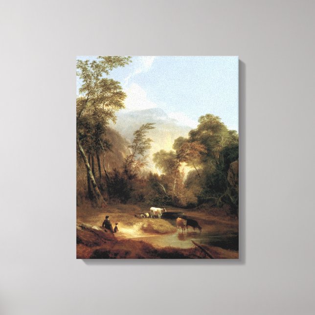 Lienzo Paisaje pastoral de Alvan Fisher (Anverso)