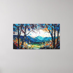 Lienzo Paisaje pintado con salpicaduras de colores