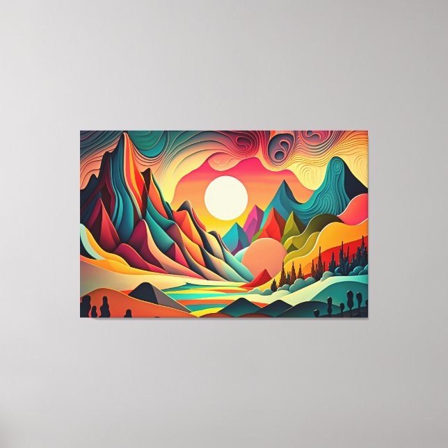 Lienzo Paisaje psicodélico colorido (Anverso)
