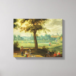 Lienzo Paisaje rural a orillas de un río