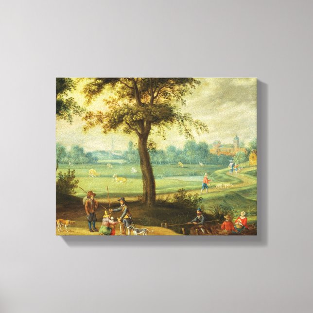 Lienzo Paisaje rural a orillas de un río (Anverso)