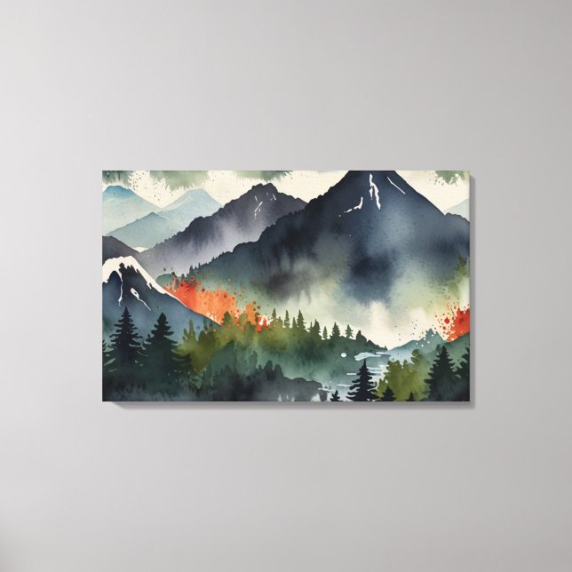 Lienzo Paisaje sereno de montaña japonés (Anverso)