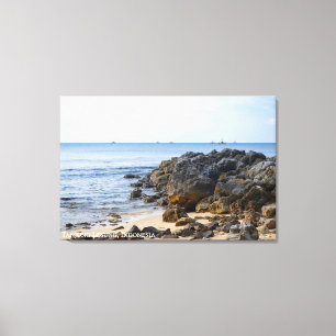 Lienzo Paisaje soleado de playa rocosa Fotografía de viaj