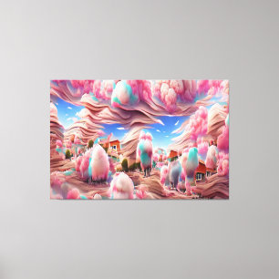 Lienzo paisaje surrealista de caramelos