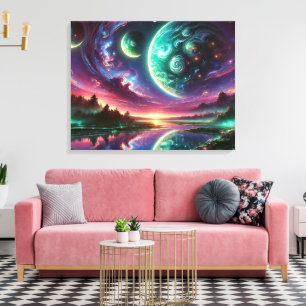Lienzo Paisaje surrealista del planeta alienígena con cie