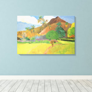 Lienzo Paisaje Tahitiano, Montañas Tahití, Paul Gauguin