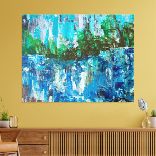 Lienzo Paisaje texturizado abstracto azul y verde