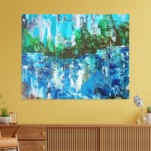 Lienzo Paisaje texturizado abstracto azul y verde (Insitu (Sala de estar))