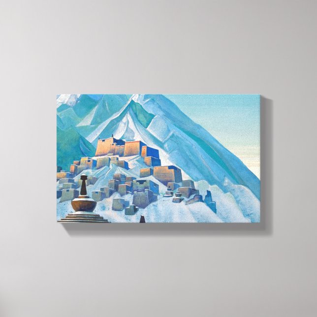 Lienzo Paisaje tibetano en los picos de la montaña Himala (Anverso)