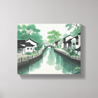 Lienzo Paisaje tradicional chino, clásico