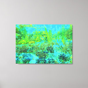 Lienzo Paisaje Trippy Lime Green y Blue Garden
