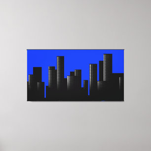 Lienzo paisaje urbano azul