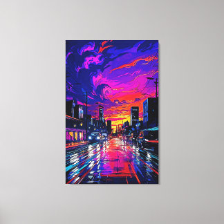 Lienzo Paisaje urbano Cyberpunk Neon