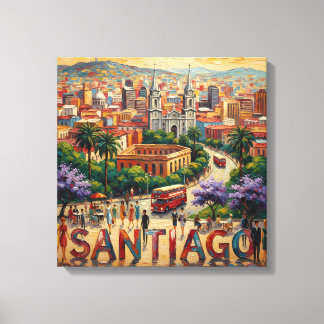 Lienzo Paisaje urbano de la ciudad de Santiago de Chile e