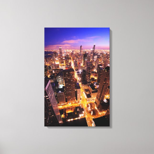Lienzo Paisaje urbano en la noche de Chicago (Anverso)
